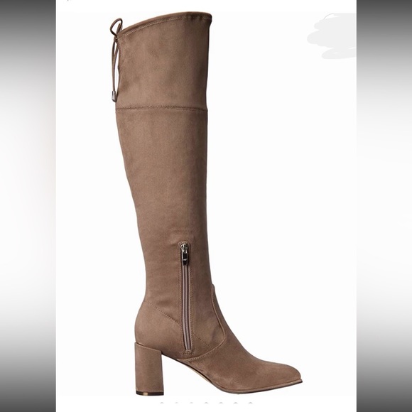 Marc Fisher knee high block heel boot with bow back mushroom color Sz 7.5 - Picture 7 of 16